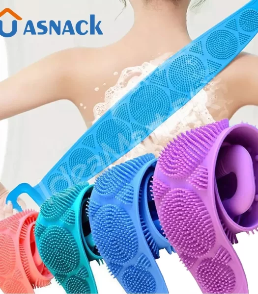 silicone-bath-body-brush-70cm-double-sided-soft-exfoliating-massage-scrubber-with-back-strap-for-shower-spa-home-use-product-image