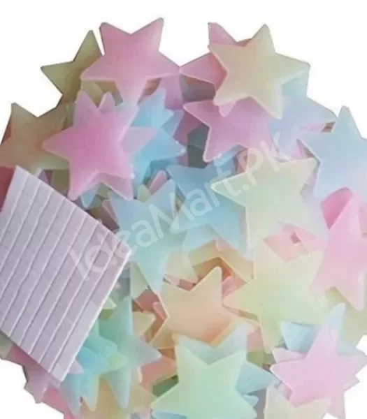 pack-of-100-3d-stars-glow-in-the-dark-wall-stickers-luminous-fluorescent-wall-stickers-for-kids-baby-room-bedroom-ceiling-home-product-image