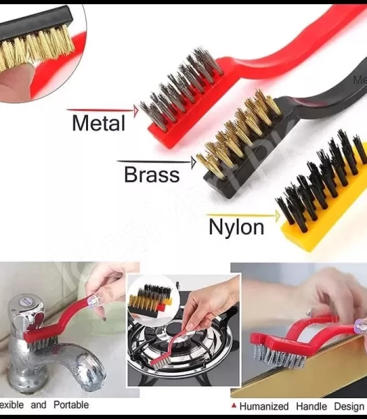 mini-wire-cleaning-brushes-3pcs-stainless-steel-brass-nylon-for-metal-range-hood-car-home-detailing-product-image
