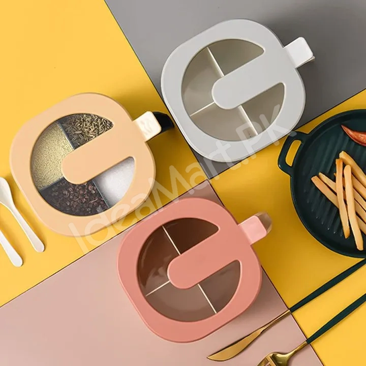 4-in-1-partitioned-spice-storage-box-with-clear-lid-free-spoon-multi-section-seasoning-organizer-product-image