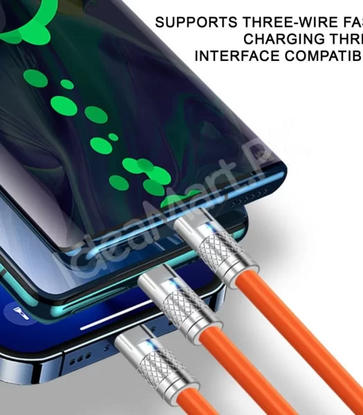 mobile-phone-charger-line-fast-charging-3-in-1-cable-soft-tpe-car-charger-for-ios-android-phones-type-c-micro-interface-120w-product-image