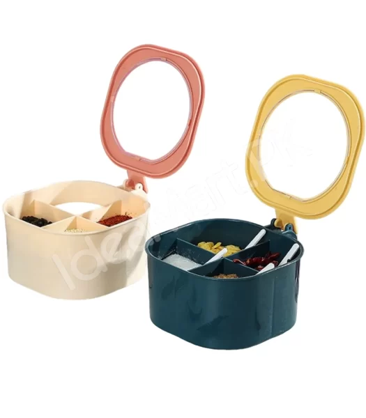 4-in-1-partitioned-spice-storage-box-with-clear-lid-free-spoon-multi-section-seasoning-organizer-product-image