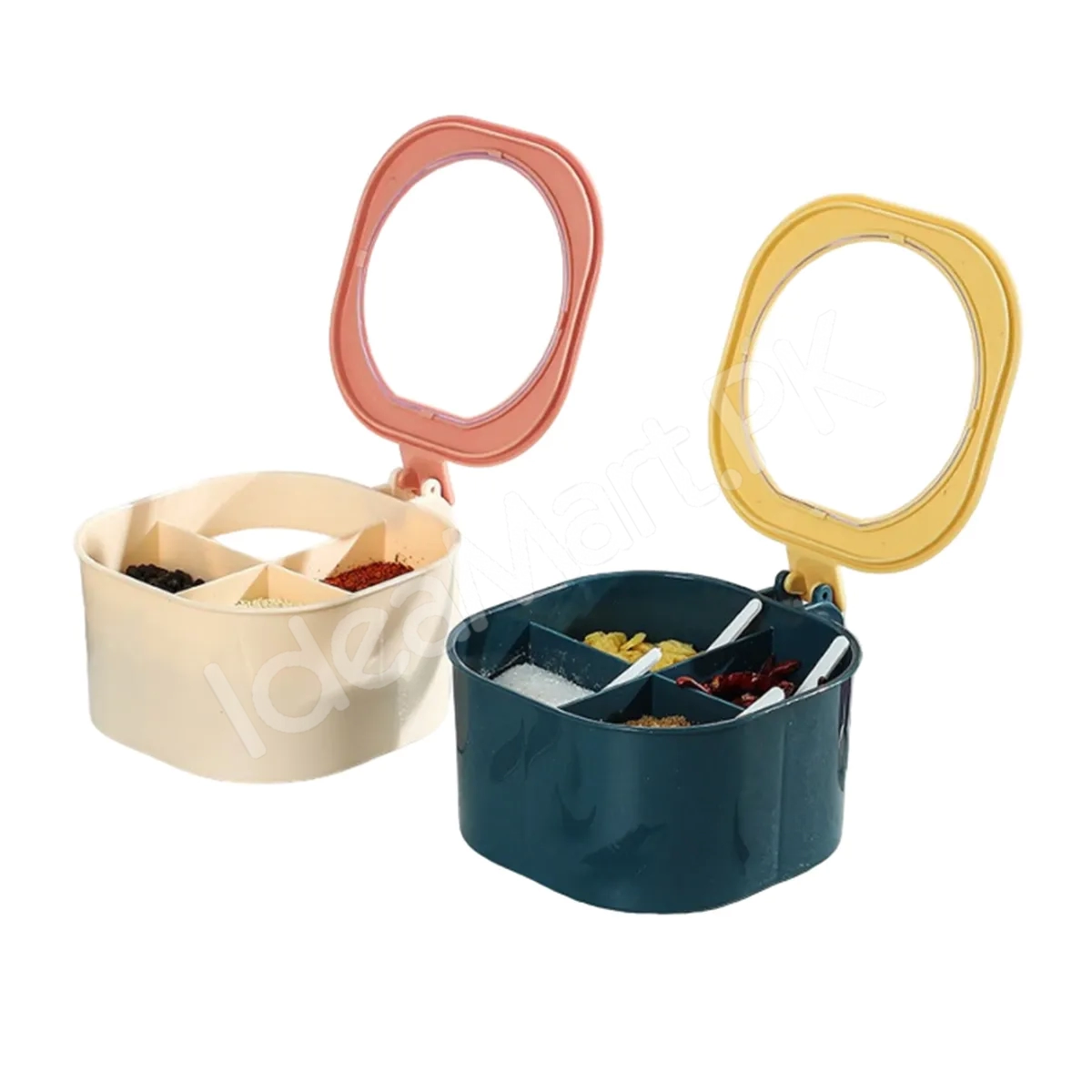 4-in-1-partitioned-spice-storage-box-with-clear-lid-free-spoon-multi-section-seasoning-organizer-product-image