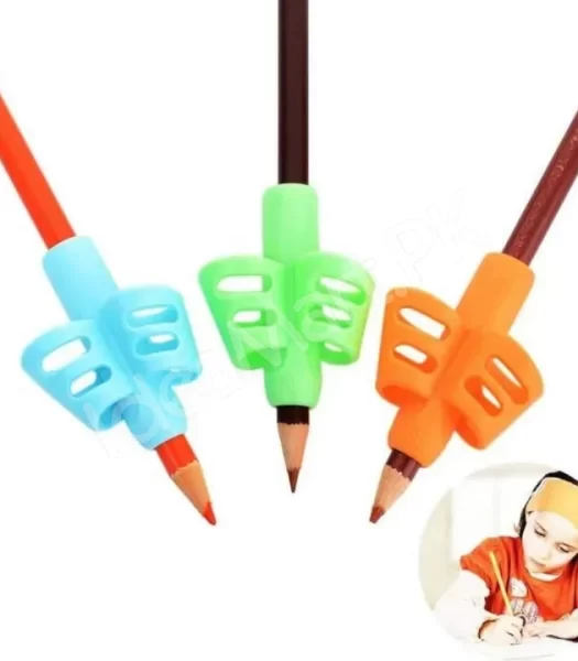 3pcs-set-children-pencil-holder-tools-silicone-two-finger-ergonomic-posture-correction-tools-pencil-grip-writing-aid-grip-product-image