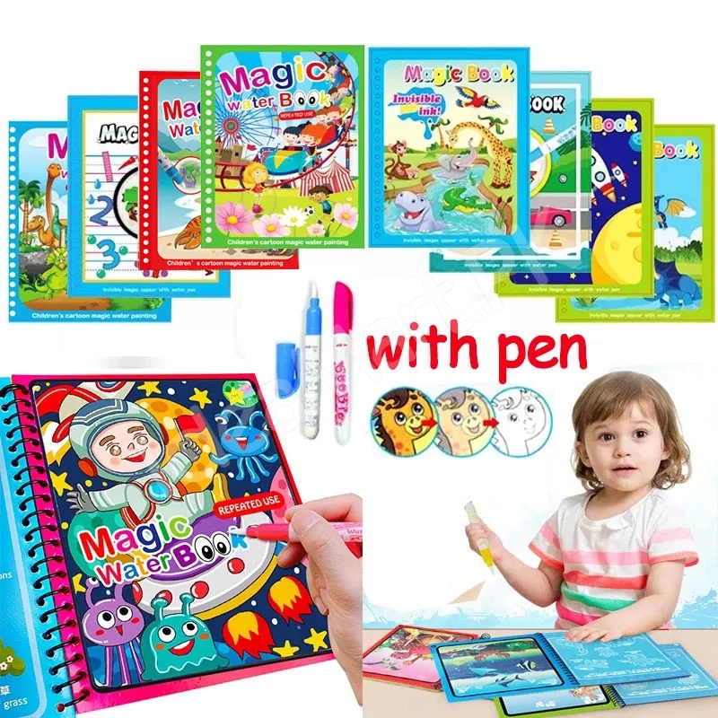 children-s-early-education-magic-water-drawing-book-with-pen-reusable-coloring-montessori-learning-toy-creative-art-gift-for-kids-product-image