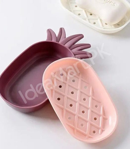 pineapple-shape-plastic-soap-dish-with-double-layer-drain-design-fruity-bathroom-soap-box-organizer-product-image