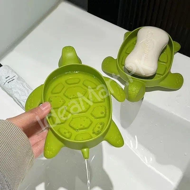 cute-green-slotted-turtle-soap-holder-dish-bathroom-countertop-shower-bar-drainer-product-image