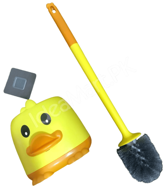 yellow-duck-design-toilet-brush-and-holder-set-for-bathroom-wall-mounted-or-freestanding-with-long-handle-product-image