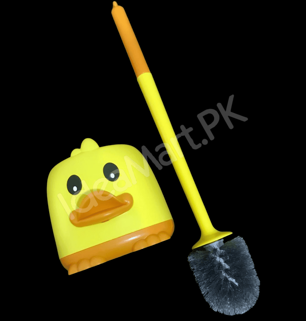 yellow-duck-design-toilet-brush-and-holder-set-for-bathroom-wall-mounted-or-freestanding-with-long-handle-product-image