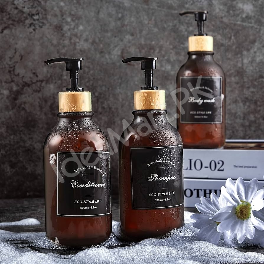 refillable-soap-dispenser-bottle-with-bamboo-tray-press-pump-for-bathroom-kitchen-dish-soap-product-image