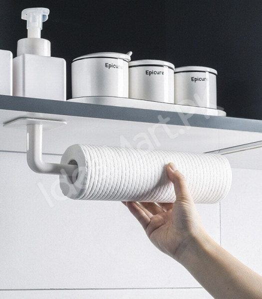 plastic-no-drill-adhesive-wall-mount-paper-towel-holder-and-toilet-roll-dispenser-for-kitchen-and-bathroom-product-image