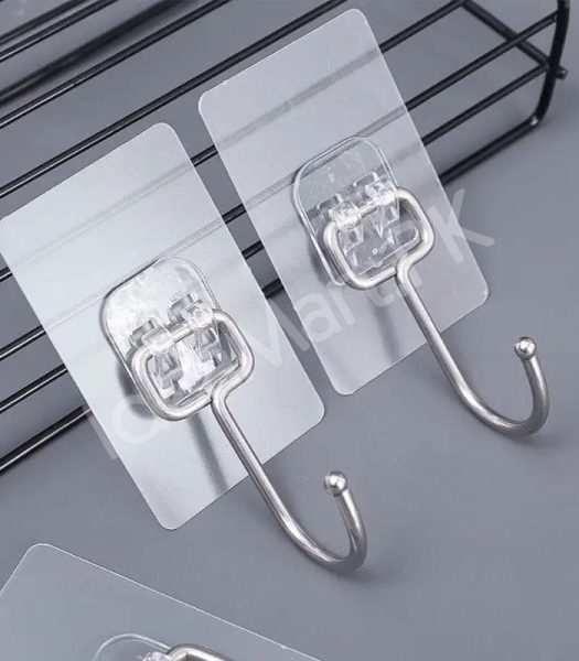 heavy-duty-rotatable-transparent-adhesive-wall-hook-with-metal-hanger-for-home-kitchen-bathroom-product-image