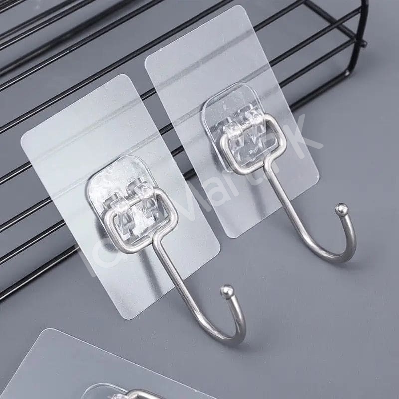 heavy-duty-rotatable-transparent-adhesive-wall-hook-with-metal-hanger-for-home-kitchen-bathroom-product-image