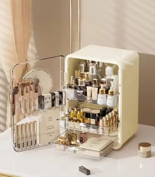 portable-cosmetic-storage-cabinet-with-3-drawers-multi-grid-storage-and-built-in-mirror-for-skincare-and-makeup-vanity-tidy-product-image