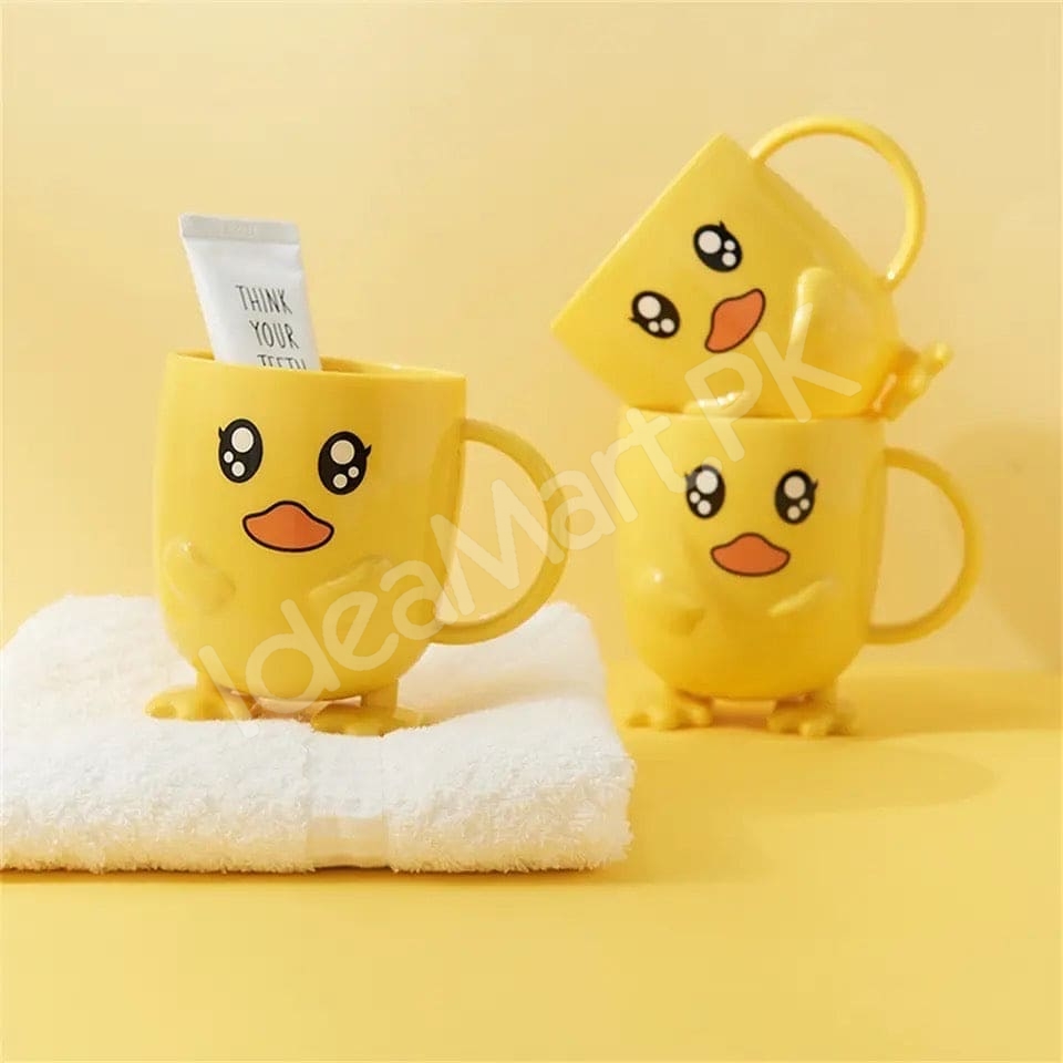 duck-mouthwash-cup-with-handle-bathroom-tumbler-and-toothbrush-holder-for-kids-home-and-travel-use-product-image