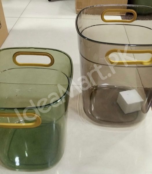 acrylic-plastic-storage-bin-with-handles-durable-multipurpose-rectangular-basket-for-desktop-trash-can-recycling-or-drink-cooler-product-image