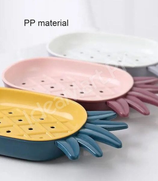 pineapple-shape-plastic-soap-dish-with-double-layer-drain-design-fruity-bathroom-soap-box-organizer-product-image