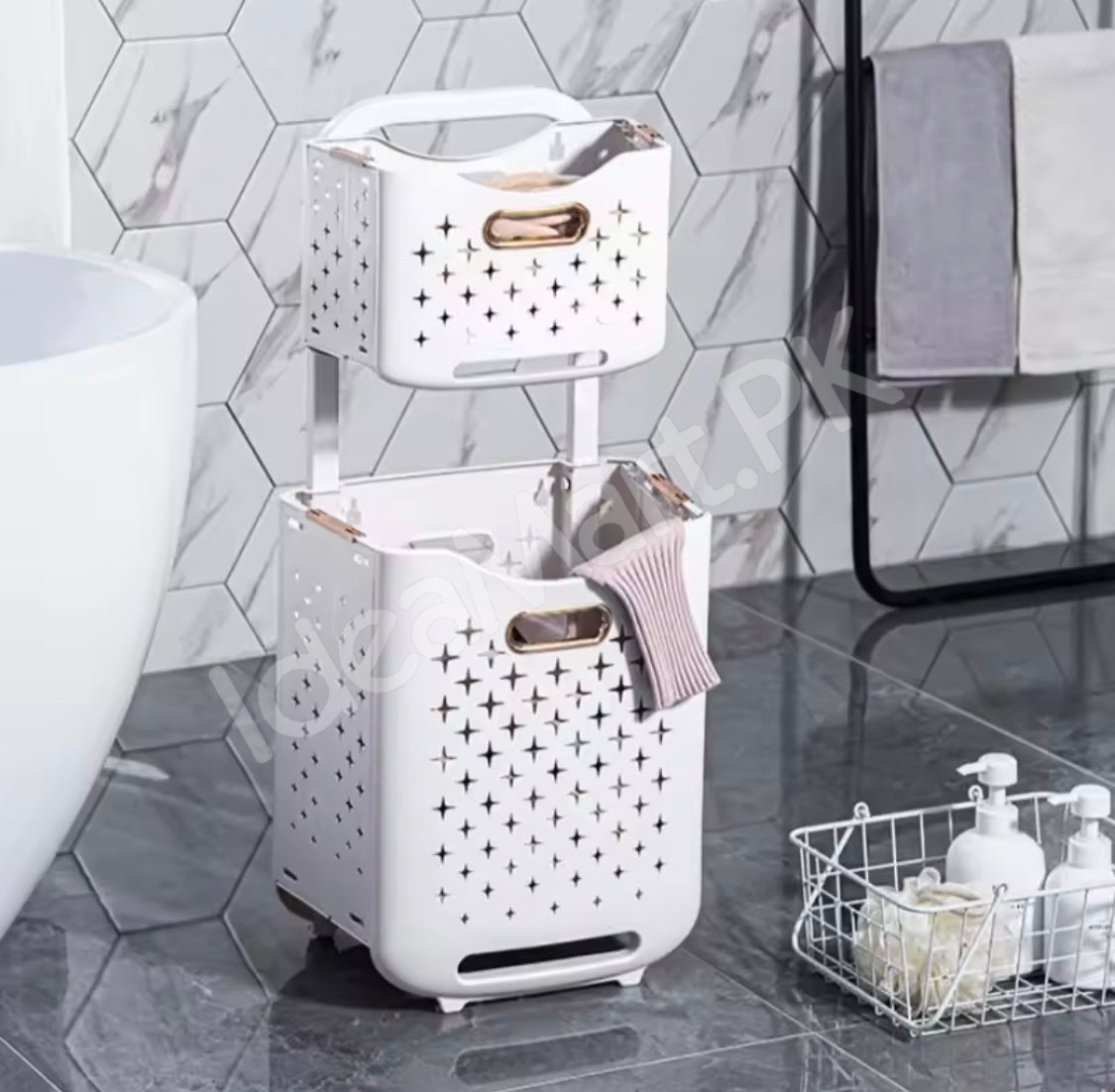 large-capacity-2-layers-durable-clothes-basket-children-clothes-toys-book-storage-organizer-foldable-laundry-basket-multifunctional-storage-dirty-clothes-basket-product-image