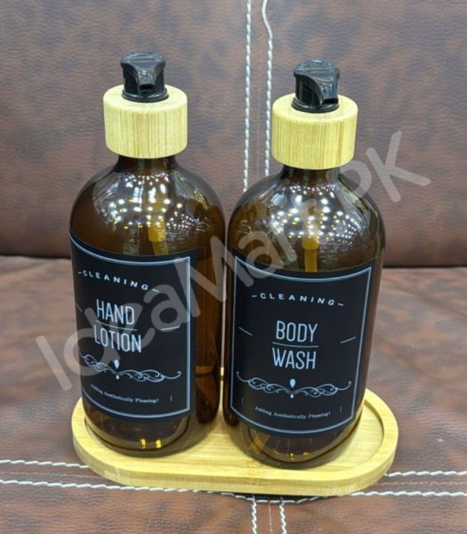 refillable-soap-dispenser-bottle-with-bamboo-tray-press-pump-for-bathroom-kitchen-dish-soap-product-image