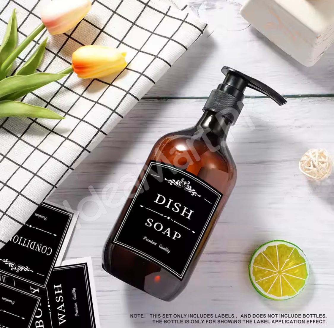 refillable-soap-dispenser-bottle-with-bamboo-tray-press-pump-for-bathroom-kitchen-dish-soap-product-image