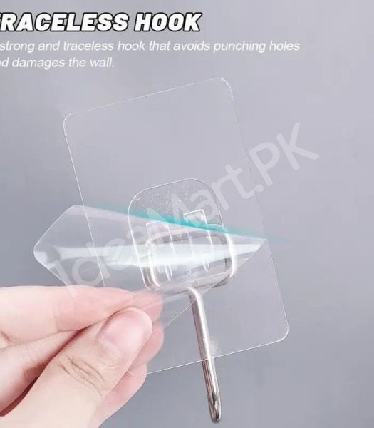 heavy-duty-rotatable-transparent-adhesive-wall-hook-with-metal-hanger-for-home-kitchen-bathroom-product-image