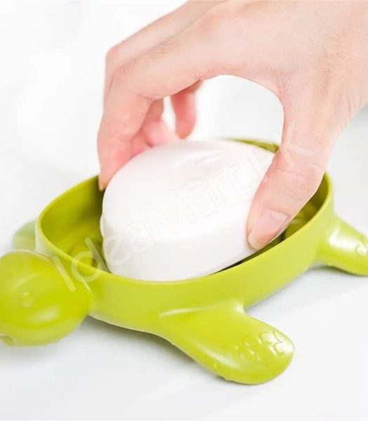 cute-green-slotted-turtle-soap-holder-dish-bathroom-countertop-shower-bar-drainer-product-image