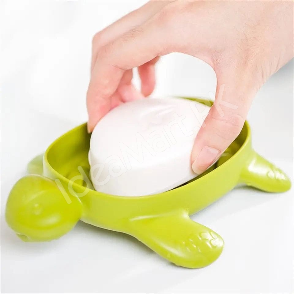 cute-green-slotted-turtle-soap-holder-dish-bathroom-countertop-shower-bar-drainer-product-image