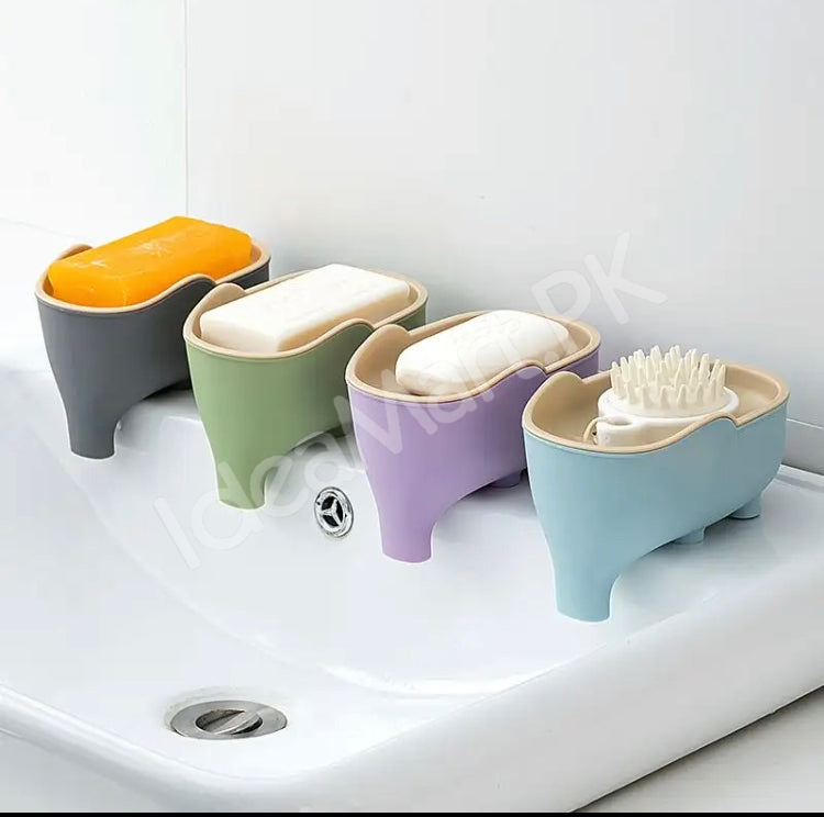 elephant-shaped-bathroom-soap-box-holder-double-layer-portable-modern-drainable-soap-dish-product-image