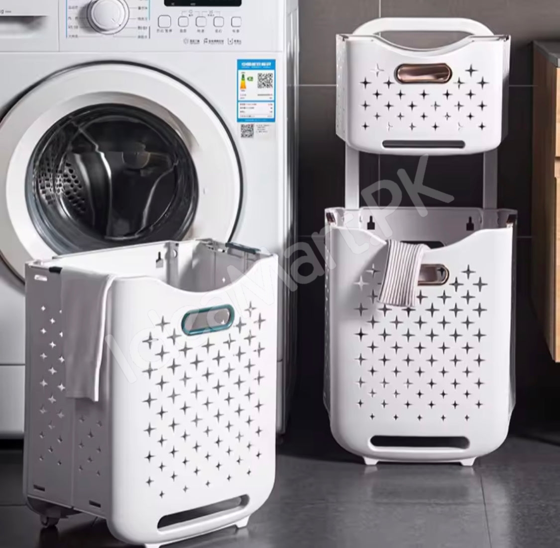 large-capacity-2-layers-durable-clothes-basket-children-clothes-toys-book-storage-organizer-foldable-laundry-basket-multifunctional-storage-dirty-clothes-basket-product-image