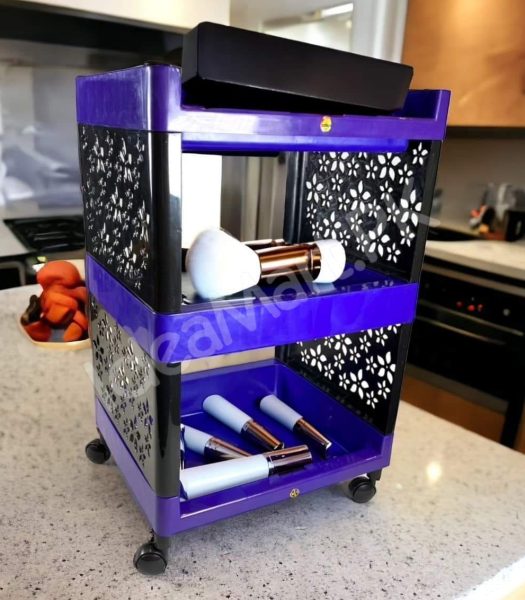 3-tier-portable-rolling-storage-cart-with-decorative-flower-cutouts-and-castor-wheels-for-makeup-kitchen-and-home-storage-product-image