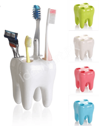 tooth-shaped-4-hole-plastic-toothbrush-holder-for-countertop-or-vanity-bathroom-storage-product-image