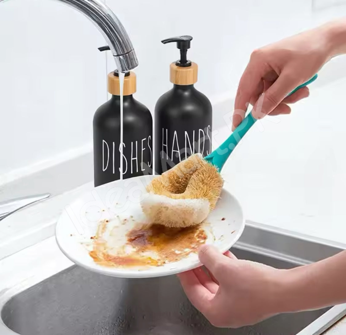 refillable-soap-dispenser-bottle-with-bamboo-tray-press-pump-for-bathroom-kitchen-dish-soap-product-image
