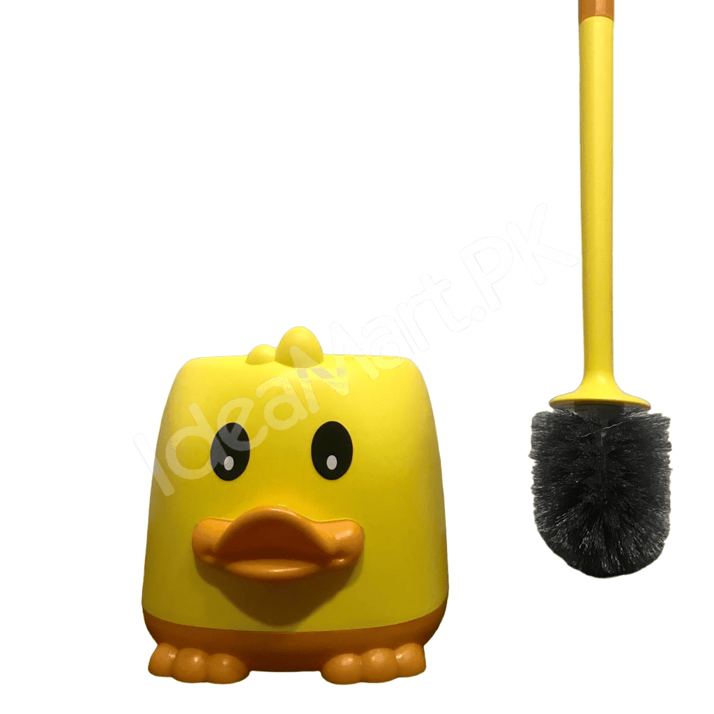 yellow-duck-design-toilet-brush-and-holder-set-for-bathroom-wall-mounted-or-freestanding-with-long-handle-product-image