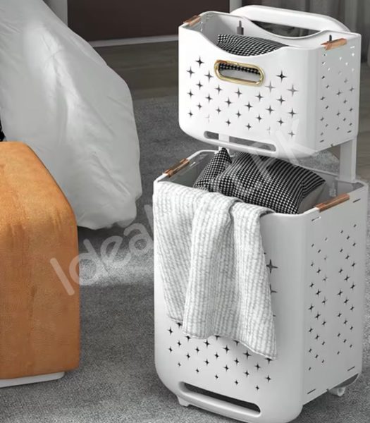 large-capacity-2-layers-durable-clothes-basket-children-clothes-toys-book-storage-organizer-foldable-laundry-basket-multifunctional-storage-dirty-clothes-basket-product-image