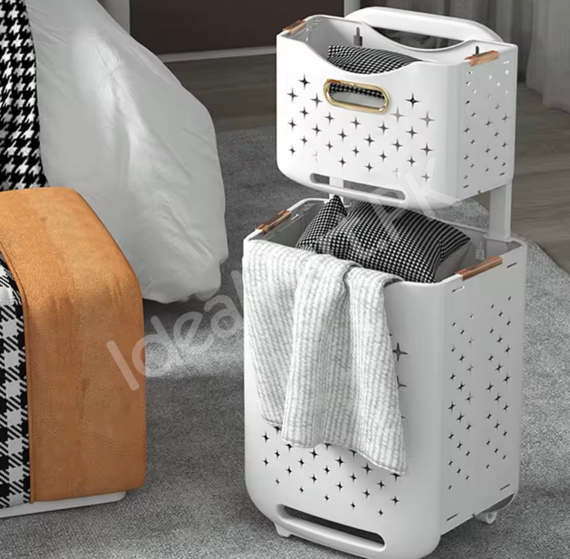 large-capacity-2-layers-durable-clothes-basket-children-clothes-toys-book-storage-organizer-foldable-laundry-basket-multifunctional-storage-dirty-clothes-basket-product-image