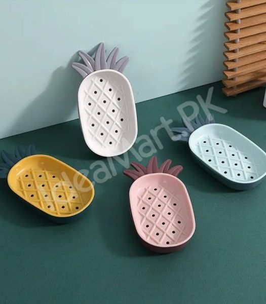 pineapple-shape-plastic-soap-dish-with-double-layer-drain-design-fruity-bathroom-soap-box-organizer-product-image