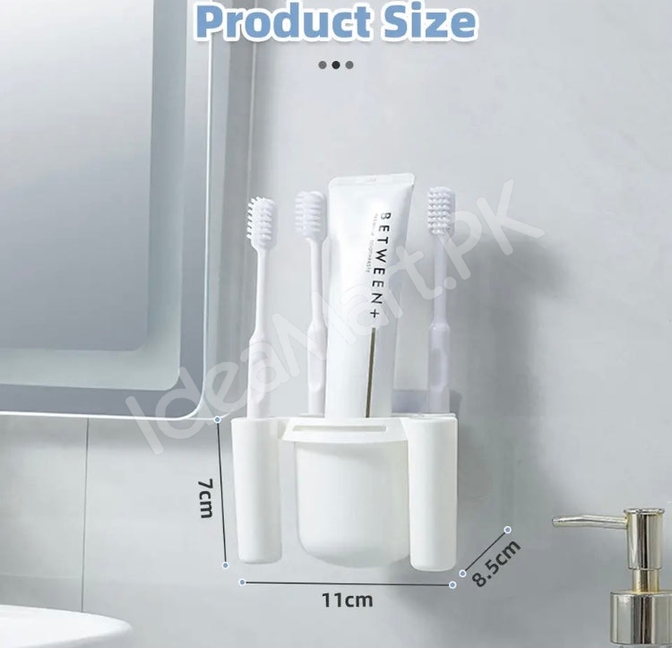 wall-mounted-toothbrush-toothpaste-organizer-set-self-adhesive-bathroom-holder-with-drain-holes-and-cups-product-image