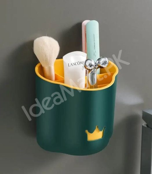 crown-design-bathroom-organizer-with-5-grids-wall-mounted-and-countertop-holder-removable-inner-cup-for-toiletries-product-image