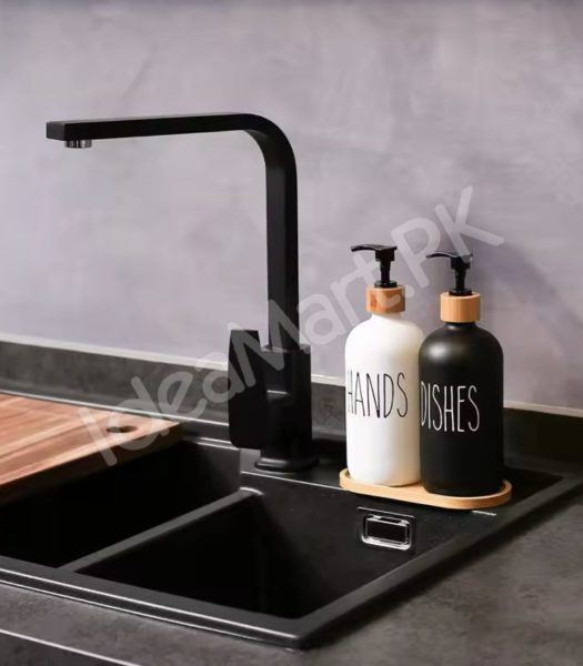 refillable-soap-dispenser-bottle-with-bamboo-tray-press-pump-for-bathroom-kitchen-dish-soap-product-image