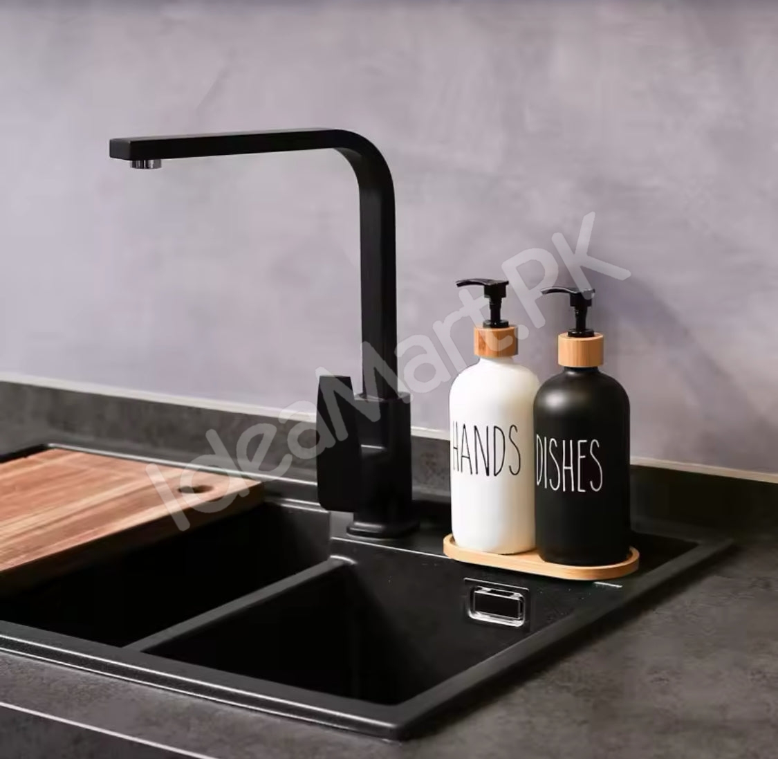 refillable-soap-dispenser-bottle-with-bamboo-tray-press-pump-for-bathroom-kitchen-dish-soap-product-image