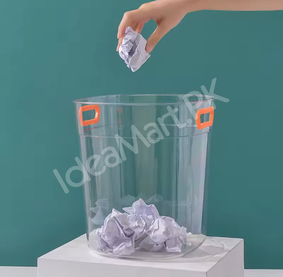 acrylic-plastic-storage-bin-with-handles-durable-multipurpose-rectangular-basket-for-desktop-trash-can-recycling-or-drink-cooler-product-image