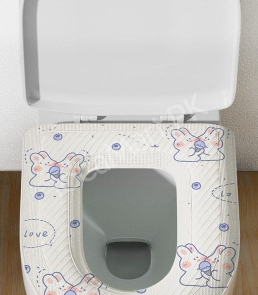 washable-and-waterproof-cartoon-bunny-pattern-toilet-seat-cover-with-cushioning-for-warmth-and-hygienic-bathroom-comfort-product-image