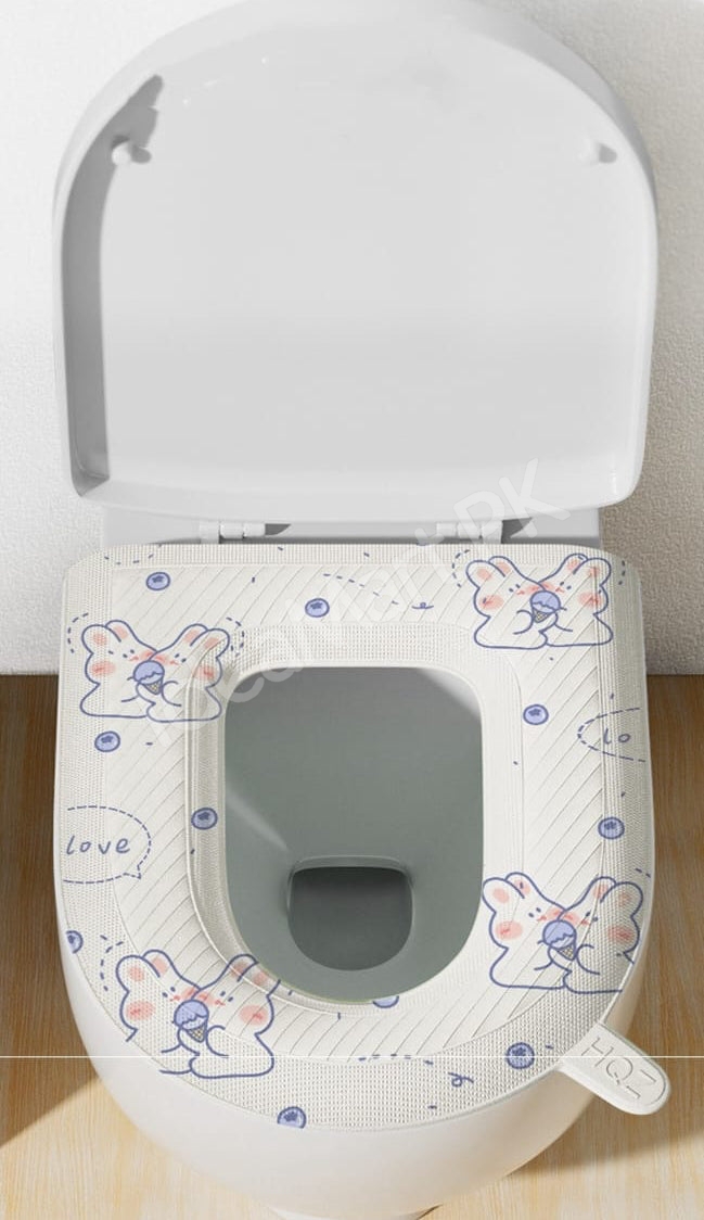 washable-and-waterproof-cartoon-bunny-pattern-toilet-seat-cover-with-cushioning-for-warmth-and-hygienic-bathroom-comfort-product-image