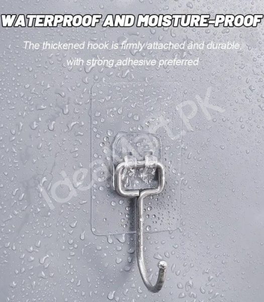 heavy-duty-rotatable-transparent-adhesive-wall-hook-with-metal-hanger-for-home-kitchen-bathroom-product-image