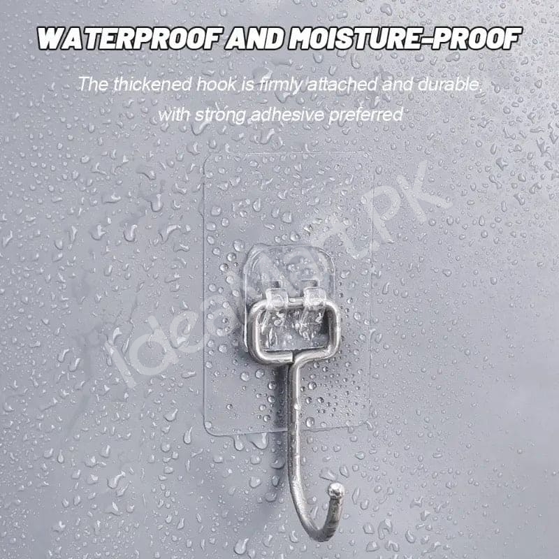 heavy-duty-rotatable-transparent-adhesive-wall-hook-with-metal-hanger-for-home-kitchen-bathroom-product-image