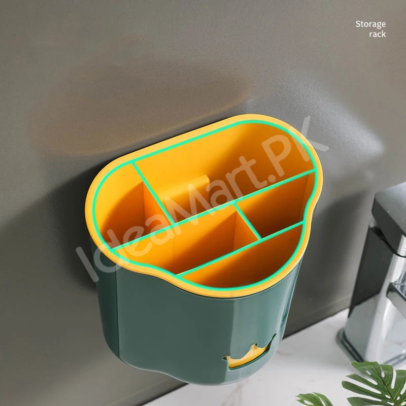 crown-design-bathroom-organizer-with-5-grids-wall-mounted-and-countertop-holder-removable-inner-cup-for-toiletries-product-image