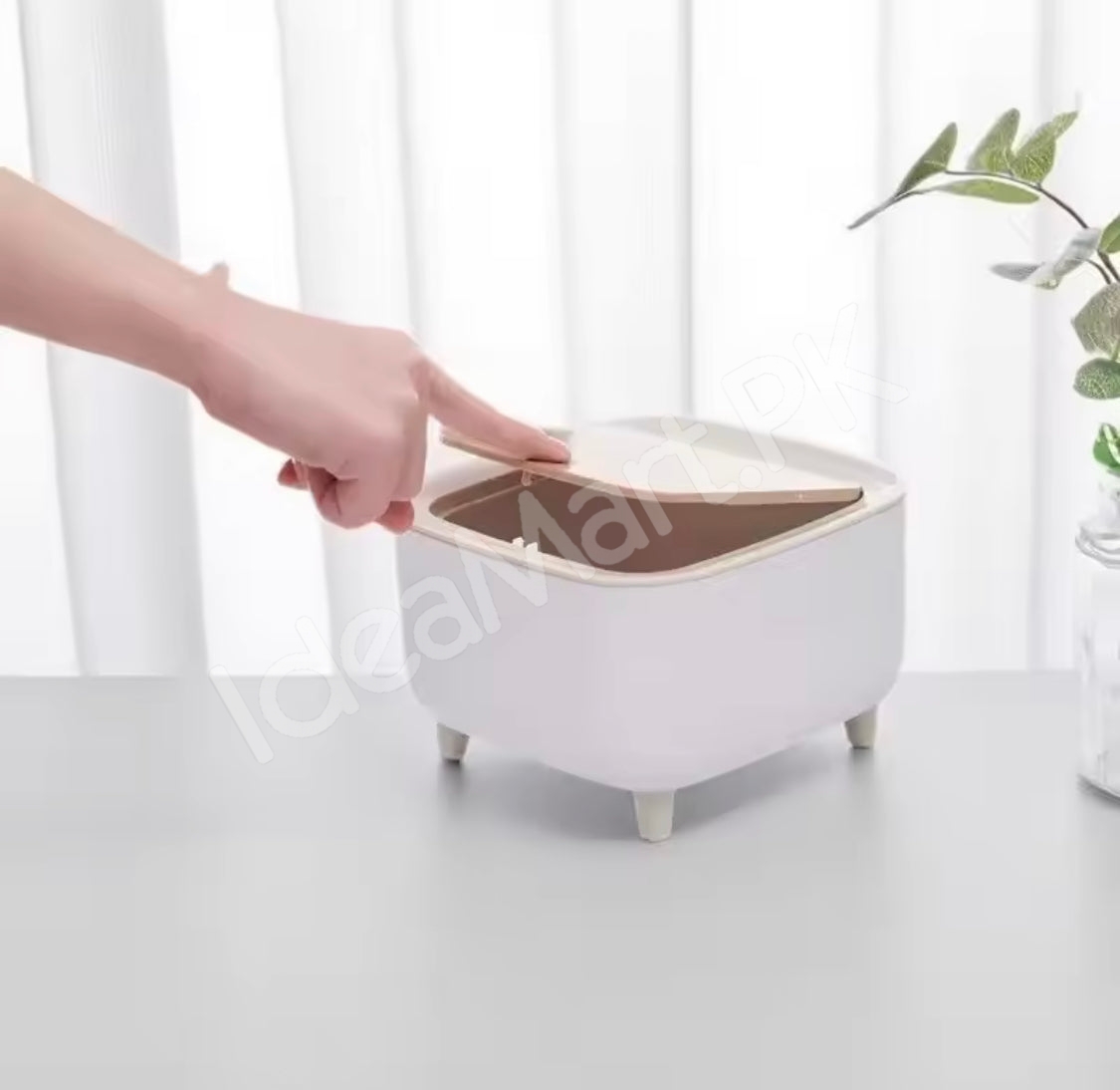 nordic-press-round-desktop-trash-can-with-wooden-lid-compact-waste-bin-for-office-desk-vanity-countertop-bedside-use-product-image