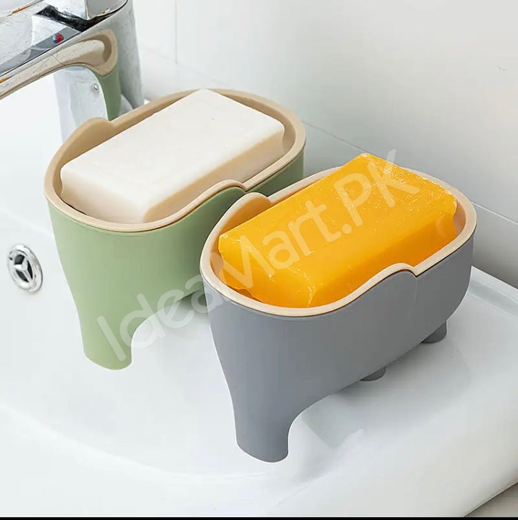 elephant-shaped-bathroom-soap-box-holder-double-layer-portable-modern-drainable-soap-dish-product-image