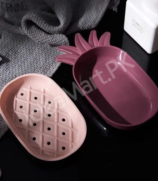 pineapple-shape-plastic-soap-dish-with-double-layer-drain-design-fruity-bathroom-soap-box-organizer-product-image