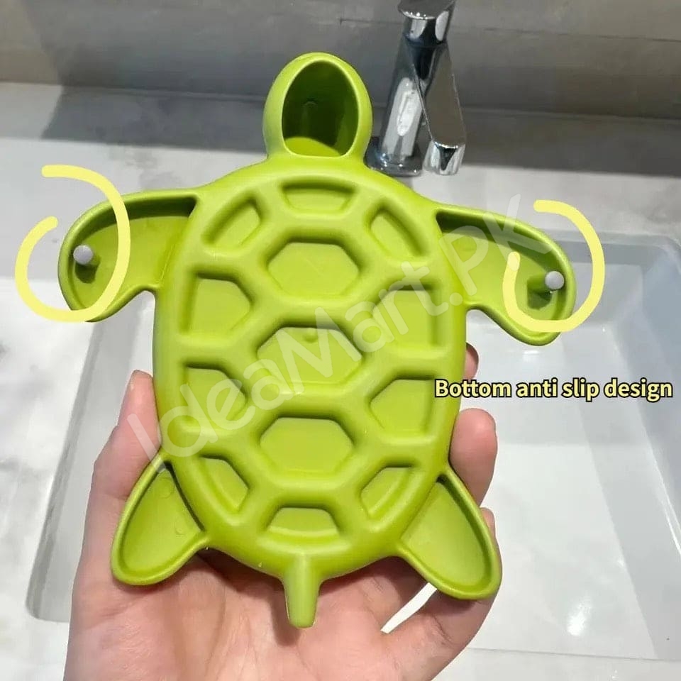 cute-green-slotted-turtle-soap-holder-dish-bathroom-countertop-shower-bar-drainer-product-image